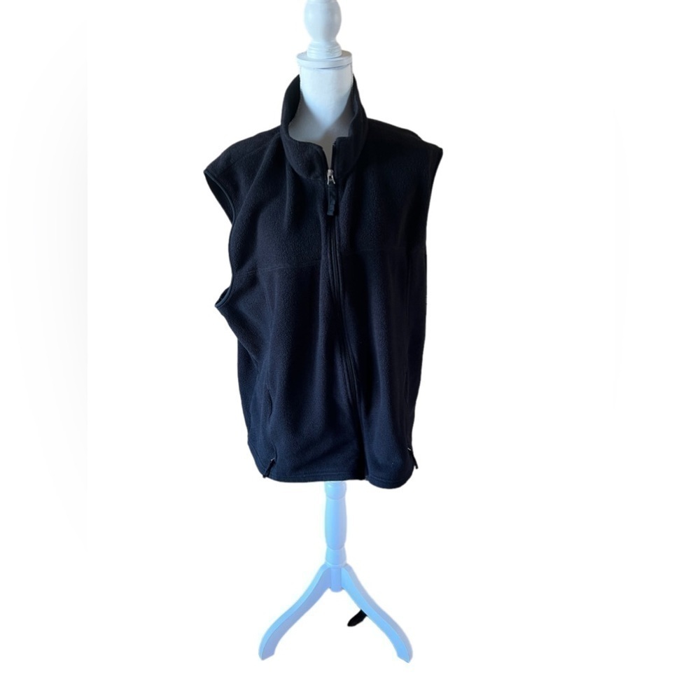 L.L. Bean Black Fleece Zip-Up Vest with Pockets XXL